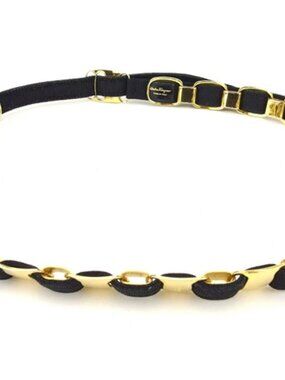 Salvatore Ferragamo belt Black gold Women Authentic secondhand